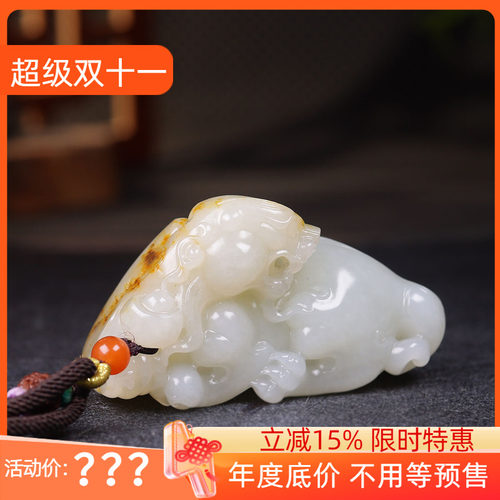 （古晨珠宝）新疆和田玉白玉籽料貔貅手把件手玩招财进宝128g