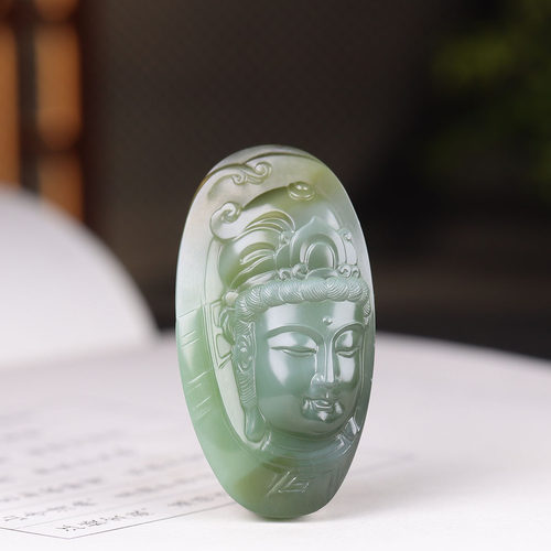 （古晨珠宝）俄罗斯和田玉猫眼碧玉佛魔貅挂件吊坠一念之间25g