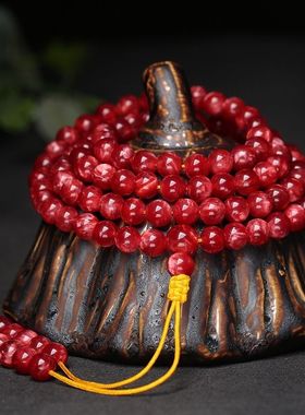 精选中东贵族红蜜蜡108颗男女款多圈佛珠手链琥珀项链念珠天然