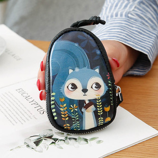 2025新款真皮钥匙包卡包卡通涂鸦女式小巧汽车锁匙包多功能零钱包