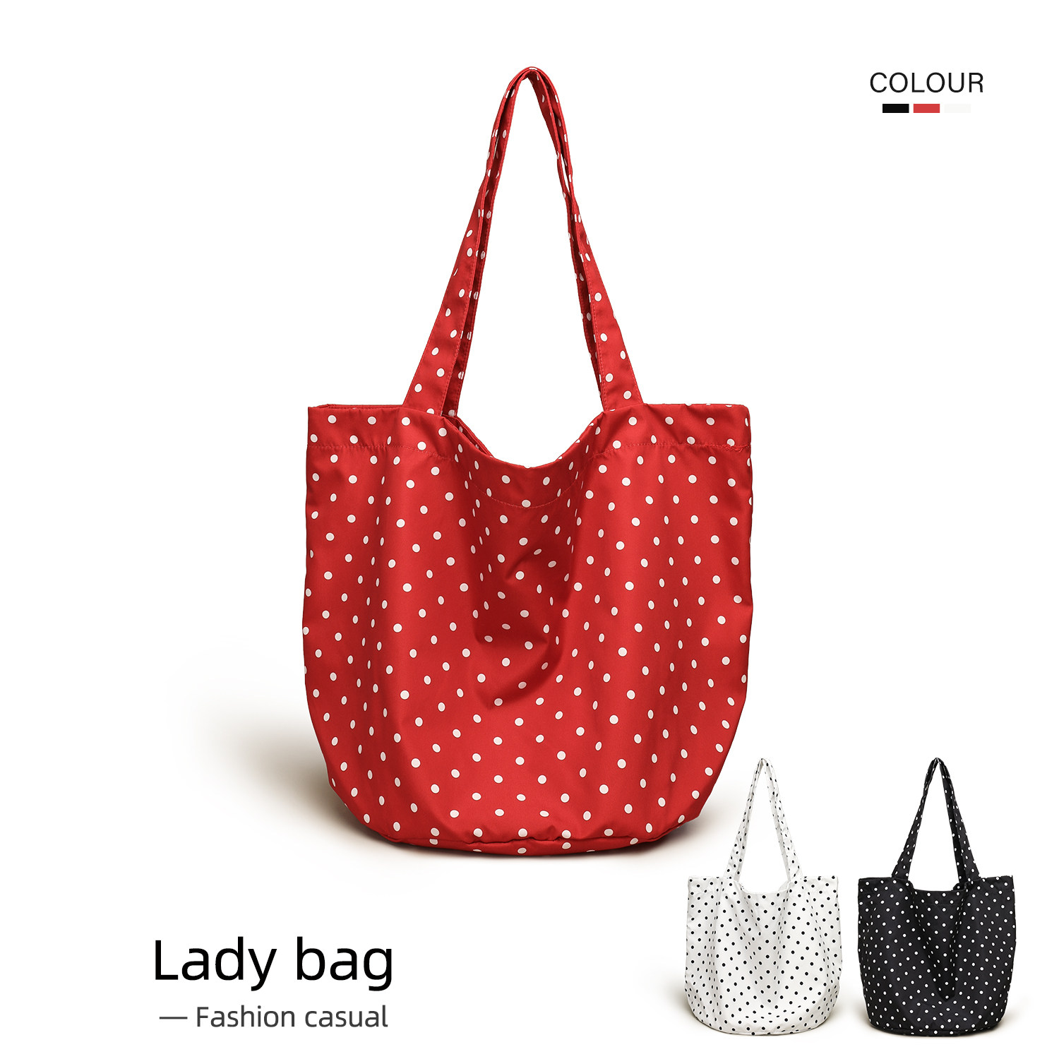 MISSX复古波点红色帆布包女2026新款韩版大容量慵懒风托特单肩包,箱包皮具/热销女包/男包,时尚帆布包,淘宝优惠券,粉丝福利购,淘宝优惠卷