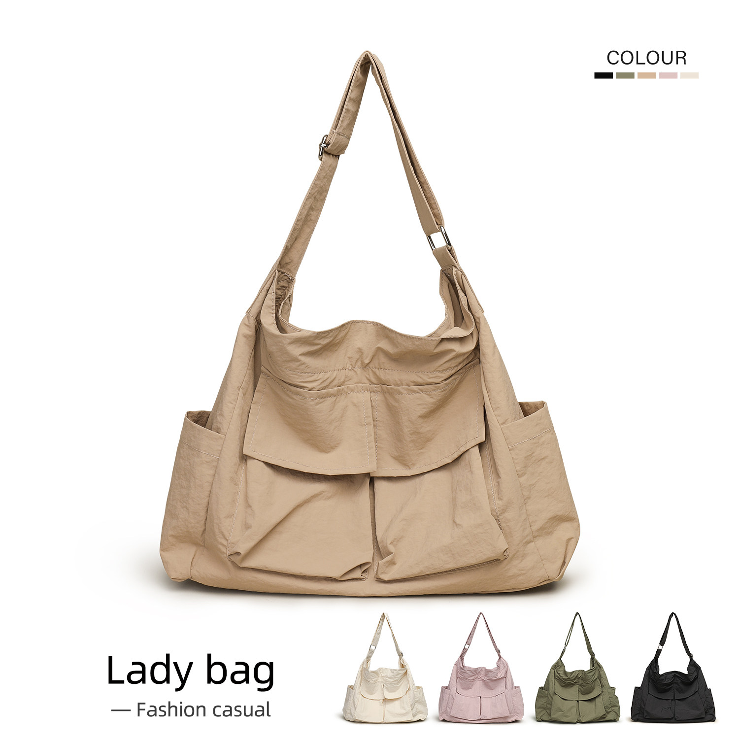 MISSX大容量拉链帆布包女韩系休闲轻便多口袋尼龙斜挎包学生上课,箱包皮具/热销女包/男包,通用款女包,淘宝优惠券,粉丝福利购,淘宝优惠卷