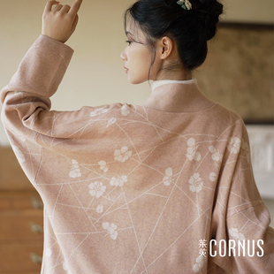 冰裂梅飞机袖 国风女装 针织衫 素中式 日常通勤外套 汉元 茱萸CORNUS