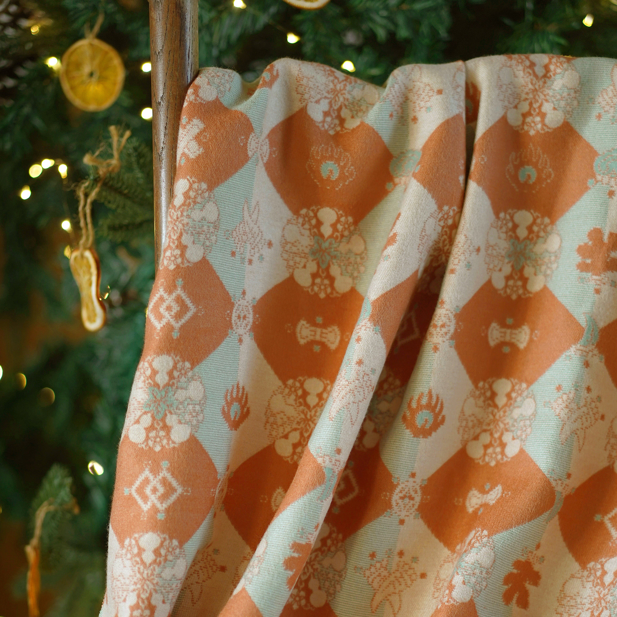 多宝水田格纹｜茱萸CORNUS 仿羊绒双面披肩 汉服日常国风女装礼物