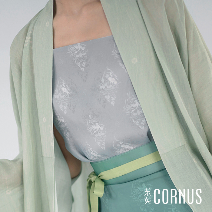 茱萸CORNUS 鹭影莲池  春夏真丝吊带汉服内搭新品印花