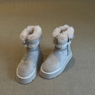 复古东北加绒保暖毛毛棉靴 2025新款 香港正品 厚底增高雪地靴女冬季