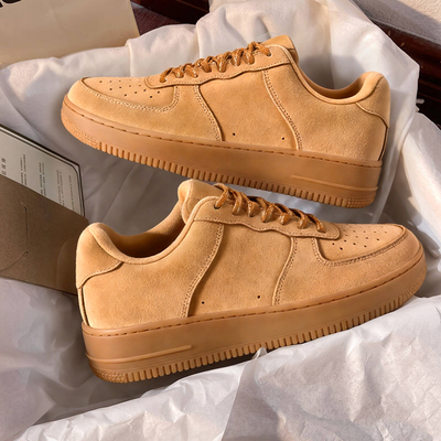 香港正品AF1空军-一号小麦色厚底男女鞋2026新款情侣休闲运动板鞋