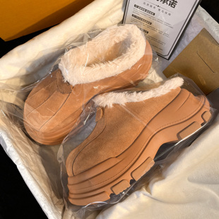 周雨彤同款居家外穿包头棉鞋女款2025冬季新款厚底加绒保暖雪地靴