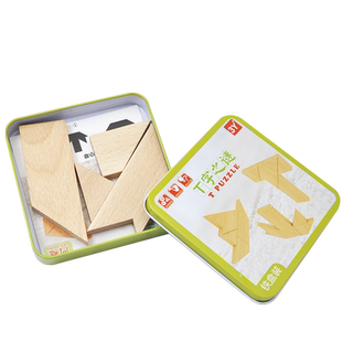 儿童益智拼图拼板四巧板七巧板 百变 48变 盒装包装 带图纸T字谜