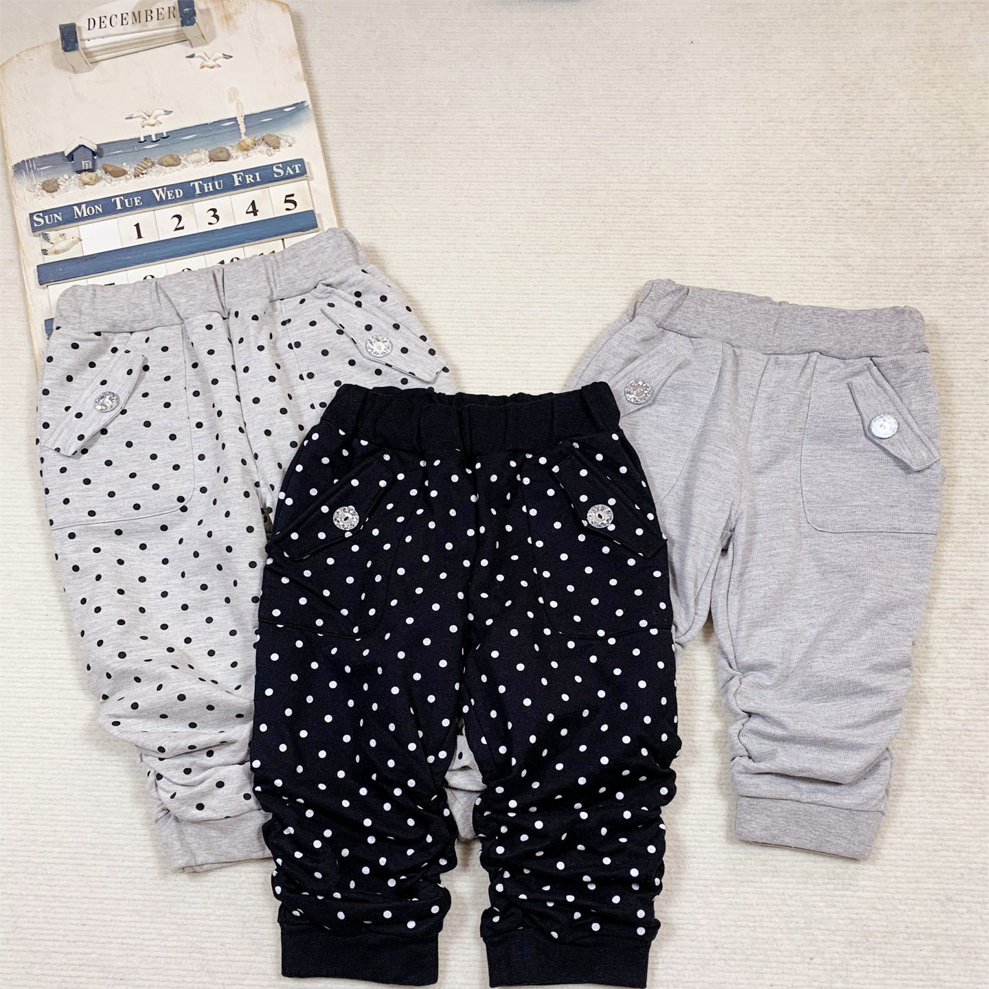 外贸原单出口岛国日单西松*女童中裤童装波点短裤六七分裤春秋夏