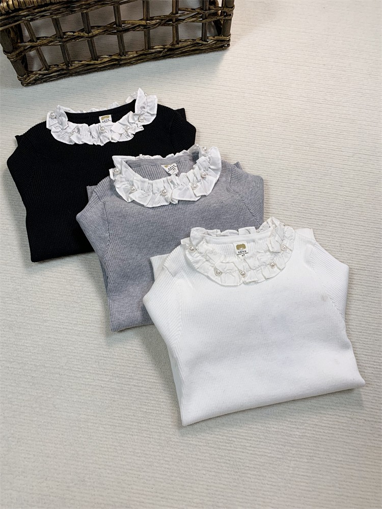 韩版娃娃领长袖T恤衫针织打底衫