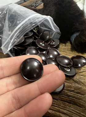 老库存精品黑色蘑菇扣热卖定制黑色风胶木扣复古经典大衣扣铜鼻
