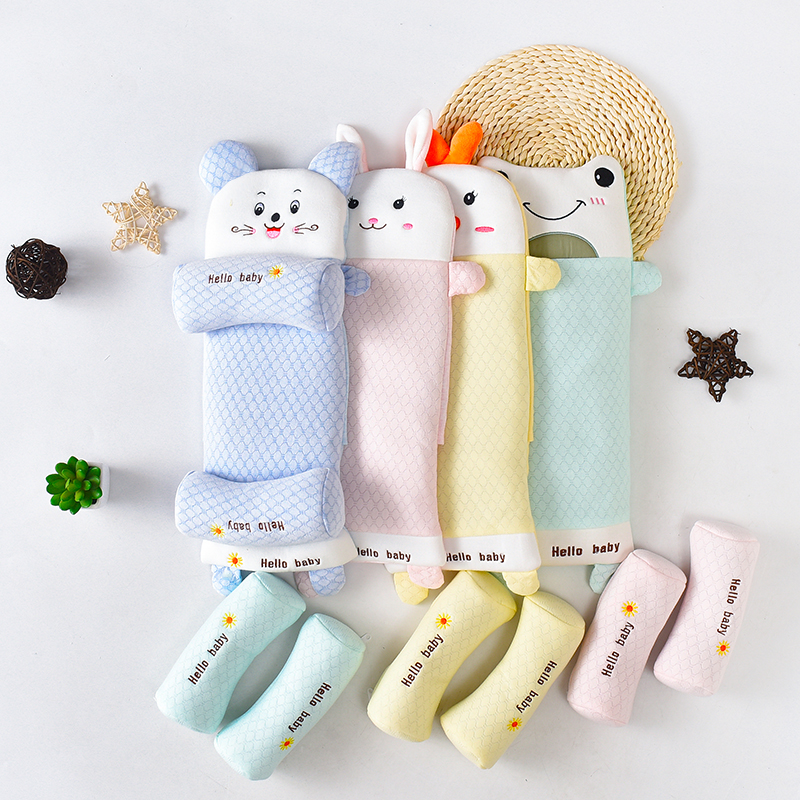 卡通纯棉透气新生单人婴儿枕头