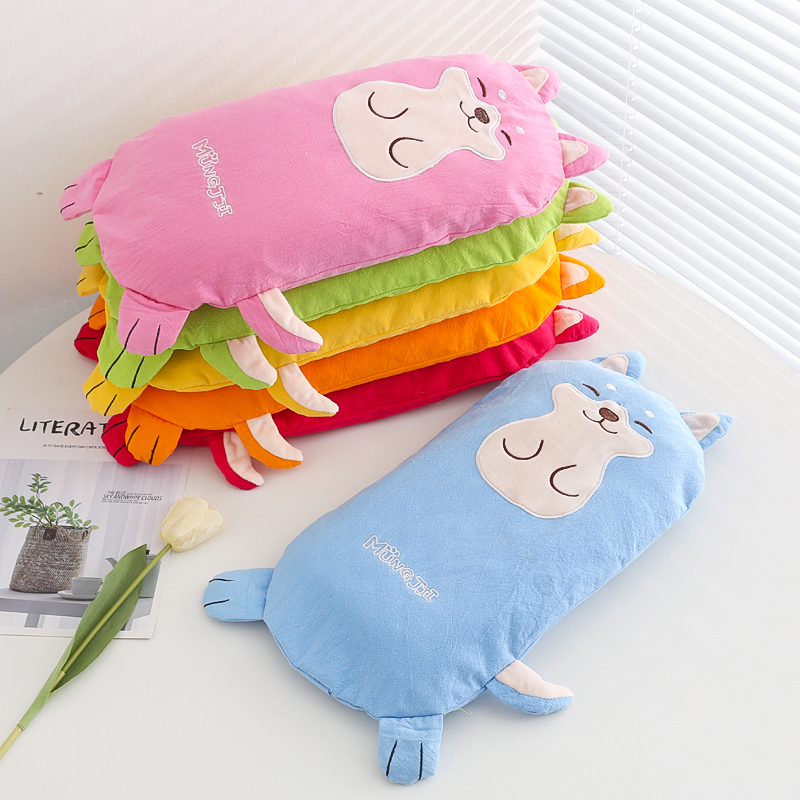 宝宝枕头柴犬狗卡通枕套荞麦皮可拆洗纯棉幼儿园儿童可爱透气吸汗