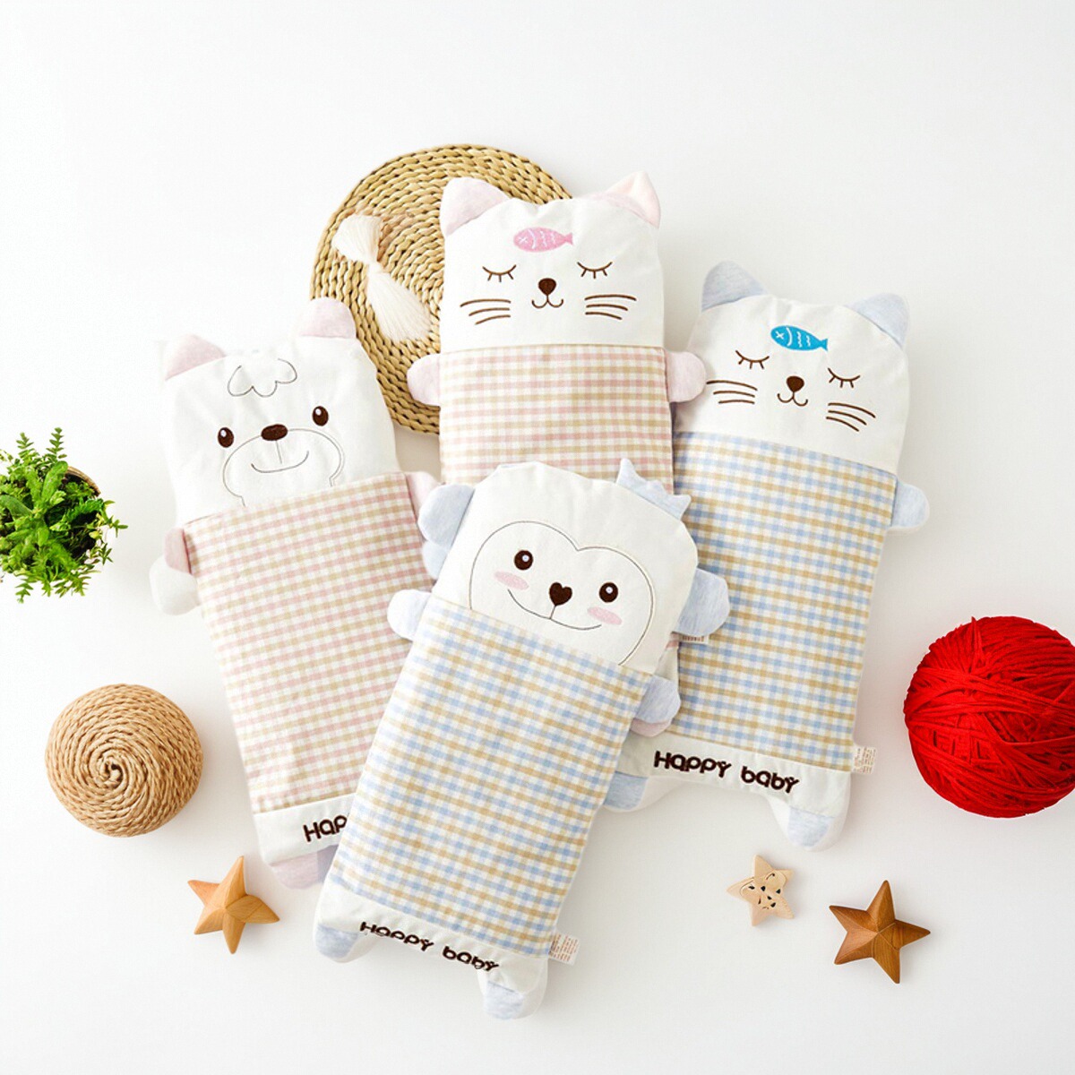 婴儿枕头苎麻枕套透气凉爽新生儿童四季通用荞麦壳0-1-6岁春夏a类