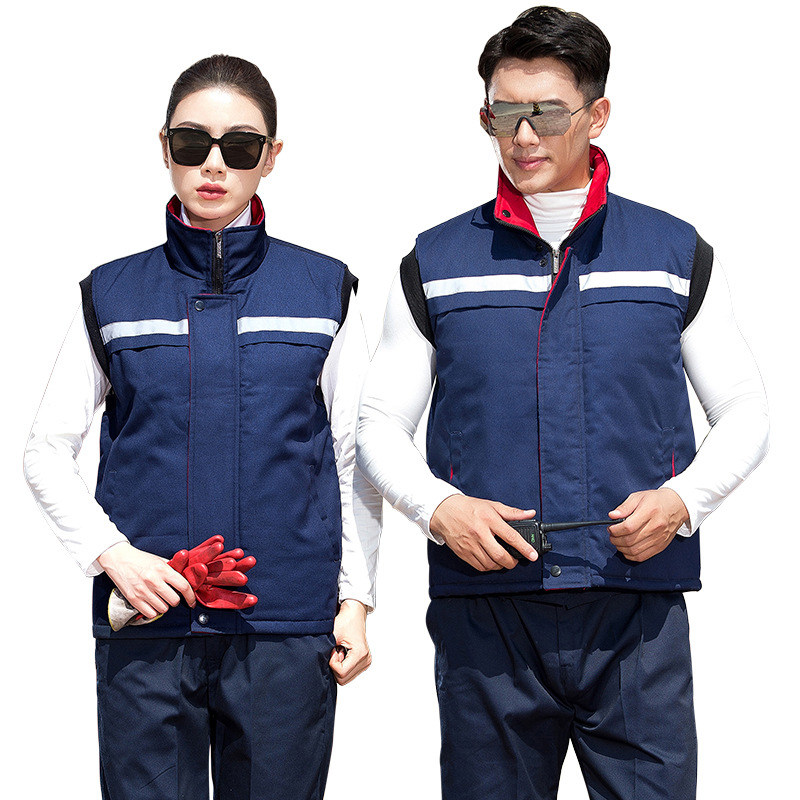 秋冬工作服反光坎肩夹棉马甲S-4XL藏青色 TP8119