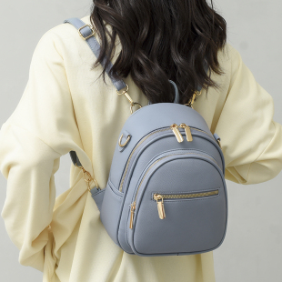 双肩包女小皮质超火 简单小包包百搭多动能背包女生休闲旅行书包
