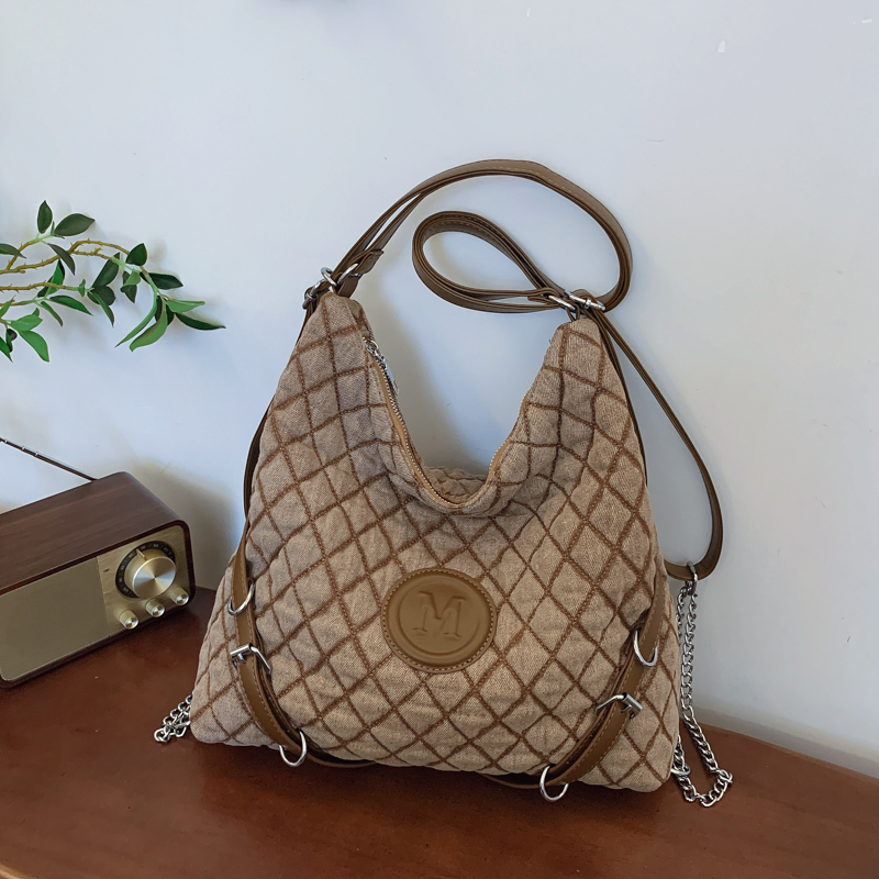 高级感小香风菱格托特包女法国都市通勤旅行背包多功能气质双肩包