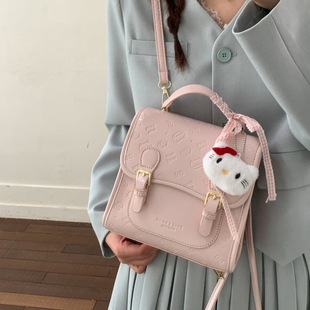 韩系小众粉色双肩包女2026春季新款少女心斜挎小方包好看迷你背包