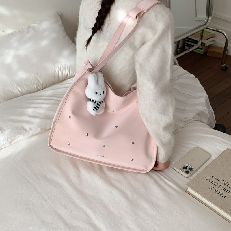 超好看的双肩包多功能学院风星星铆钉托特包女大容量简单纯色背包,箱包皮具/热销女包/男包,托特包,淘宝优惠券,粉丝福利购,淘宝优惠卷