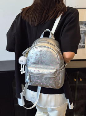 田园风少女心花朵双肩包森系小清新出行旅游包时髦妈咪带娃小背包