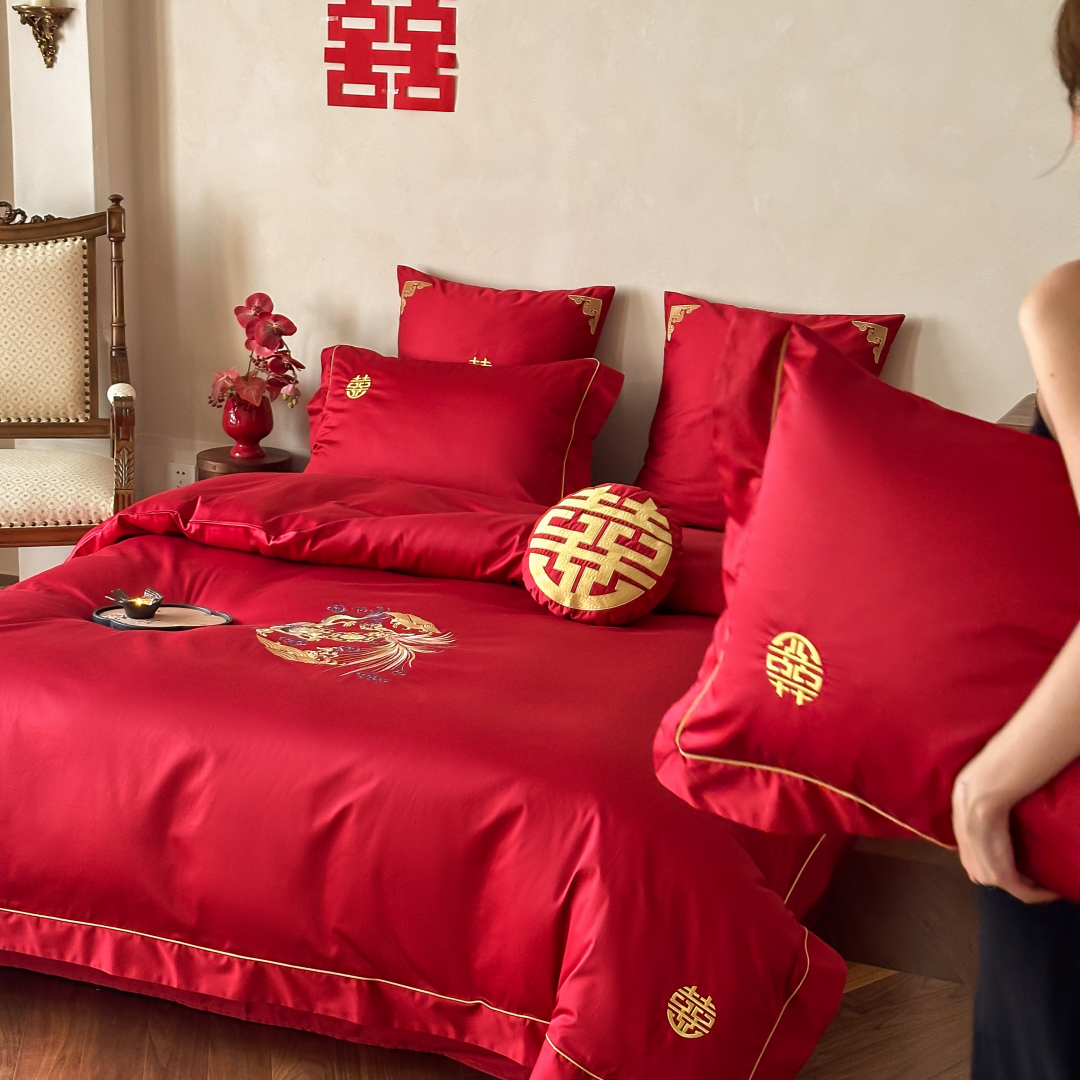 高级感100S长绒棉全棉婚庆四件套中式龙凤刺绣结婚房被套床单床品,床上用品,婚庆床品套件,淘宝优惠券,粉丝福利购,淘宝优惠卷