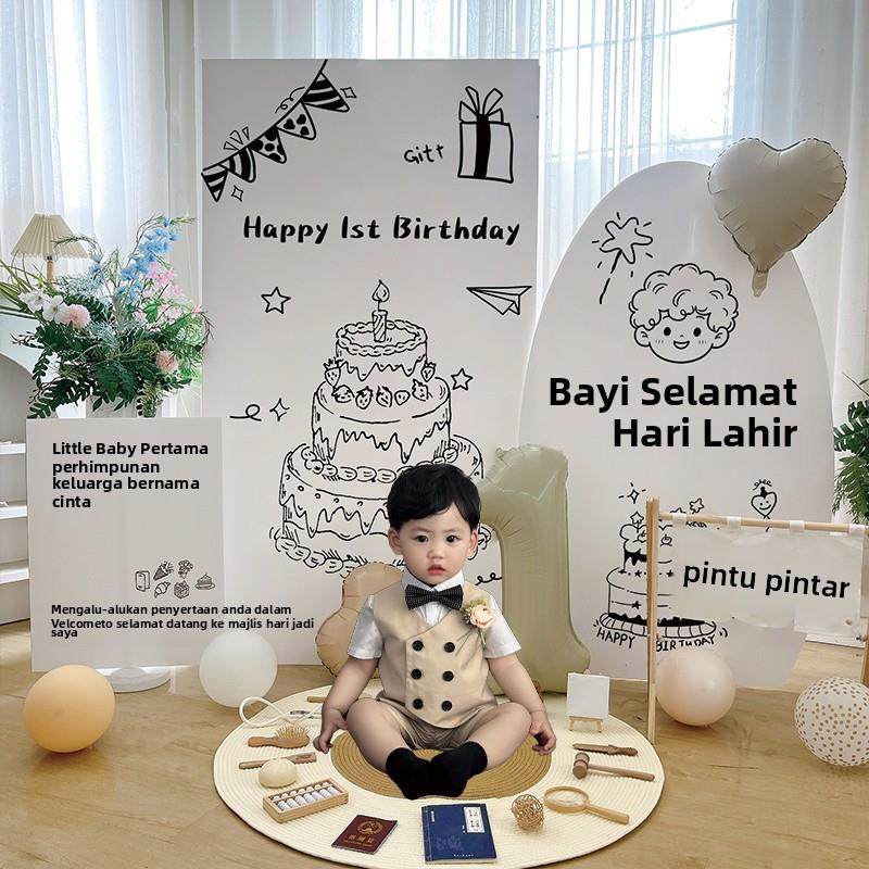 韩式简约手绘男女孩生日派对装扮场景布置周岁抓周宴会KT板定制,节庆用品/礼品,装扮布置套餐,淘宝优惠券,粉丝福利购,淘宝优惠卷