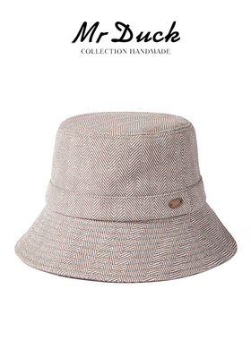 mrduck亚麻渔夫帽男女四季款遮阳防晒盆帽大头围