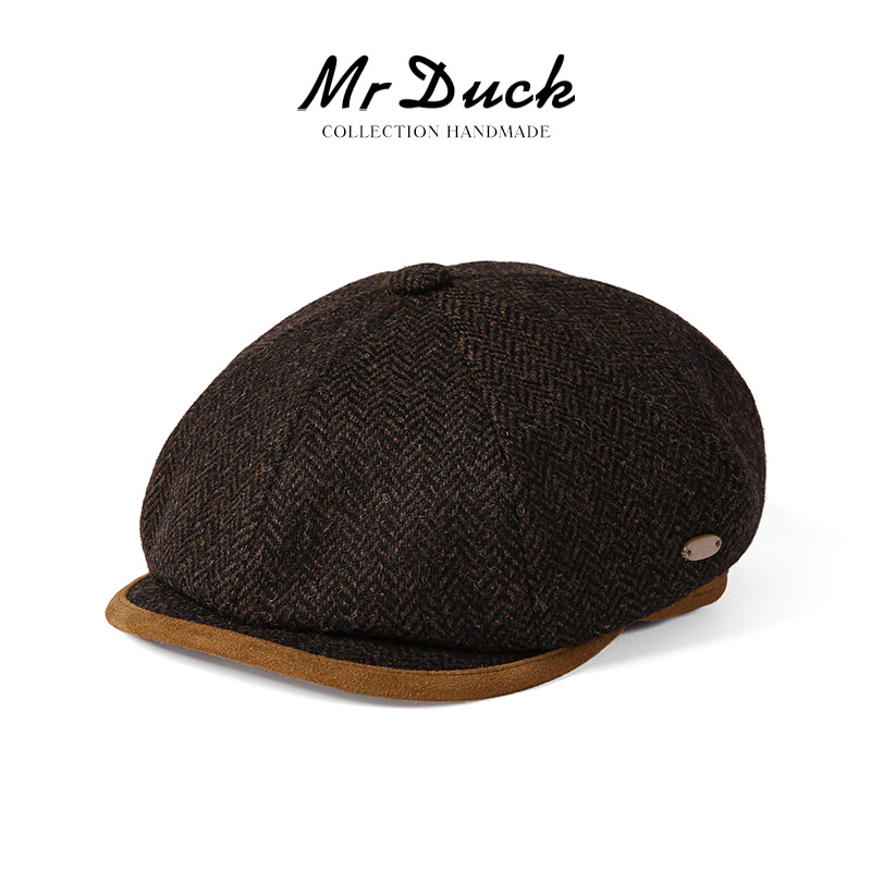 高定英国MOON粗花呢报童帽男女