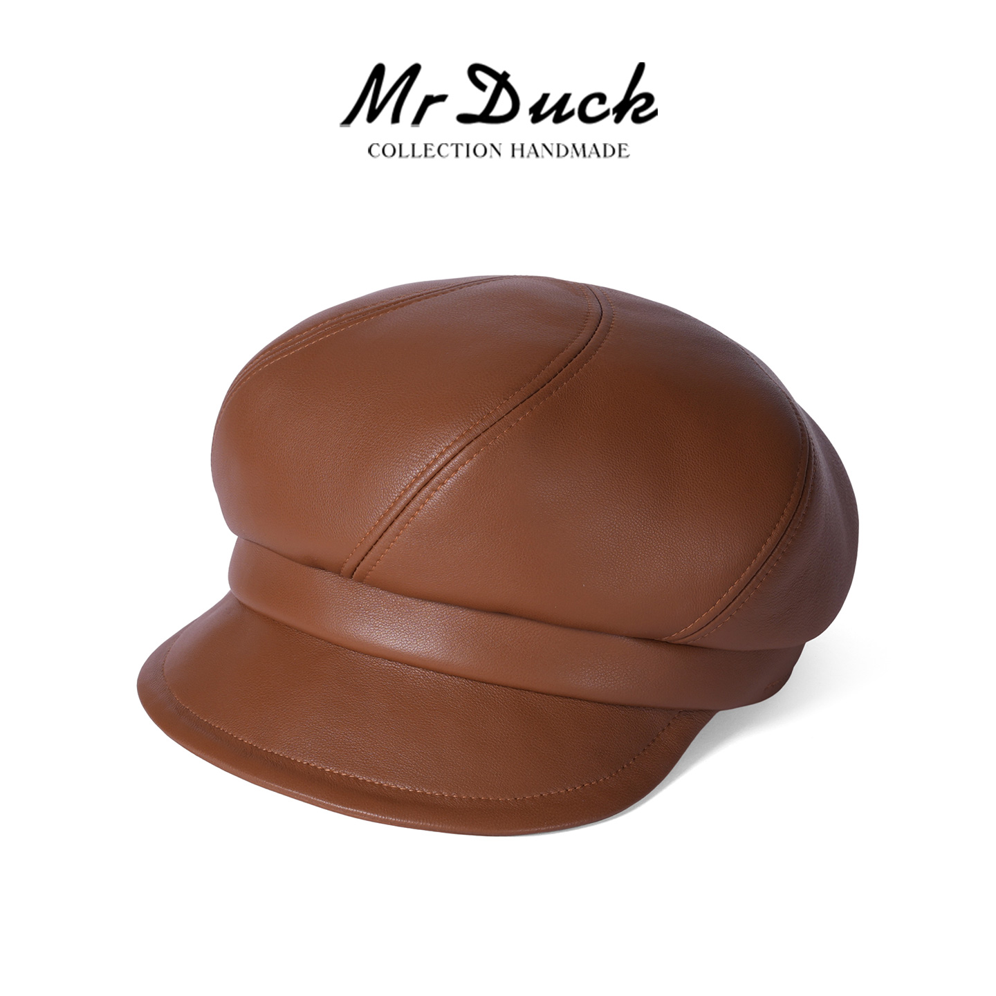 mrduck高阶质感小绵羊皮报童帽女