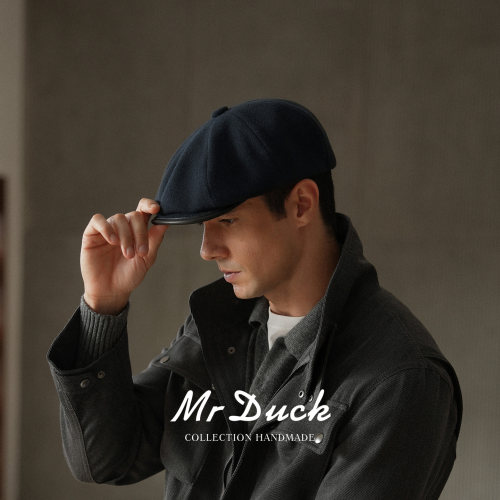 mrduck复古文艺男士骆驼绒报童帽