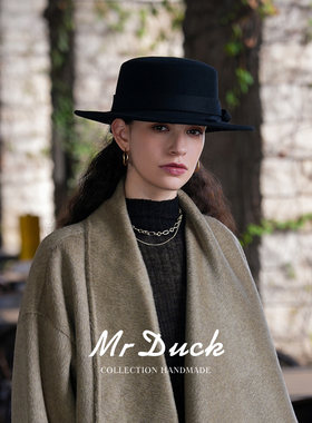 mrduck平顶帽法式女澳洲进口羊毛
