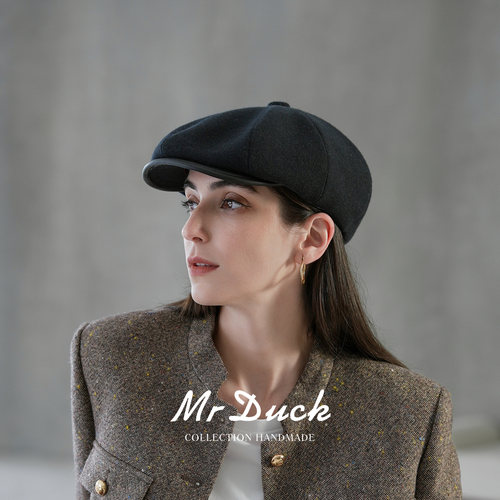 mrduck意大利进口骆驼绒报童帽