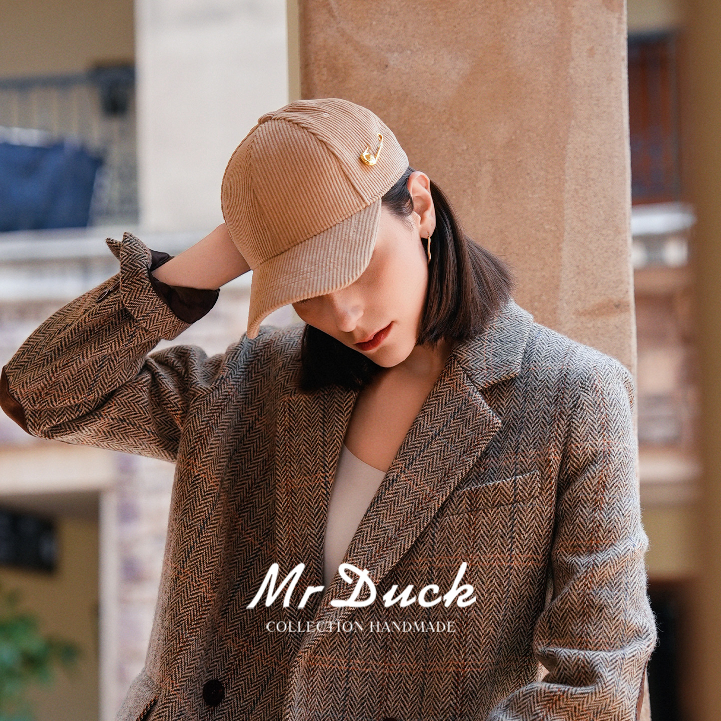 mrduck约克郡 复古灯芯绒棒球帽女士秋冬大衣穿搭鸭舌帽大小头围