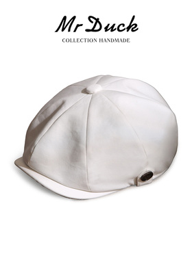mrduck进口防水防油纯棉复古八角报童帽子男女款四季通勤休闲帽子