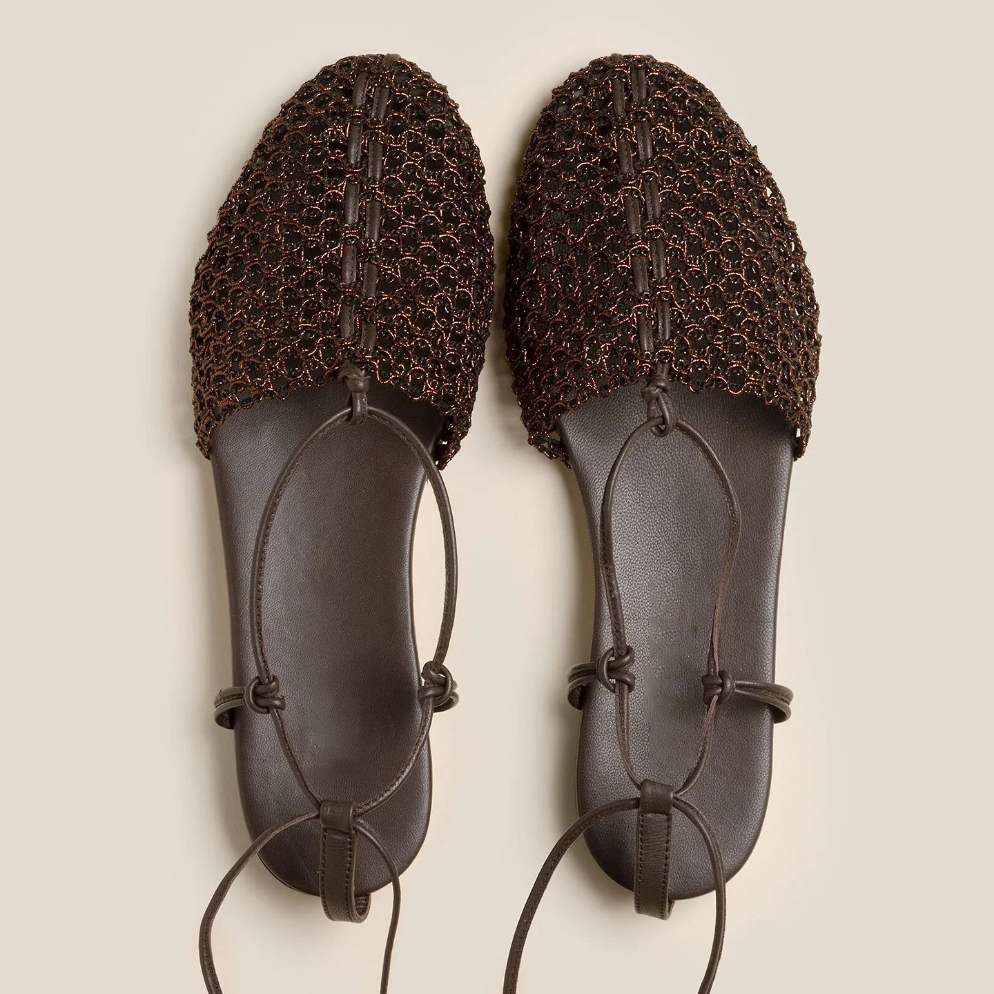 thumbnail for 26 Summer New Design Niche Round-Toe Woven Hollow Roman Sandals Lace-Up Flat Closed-Toe Sandals for Women's Outerwear