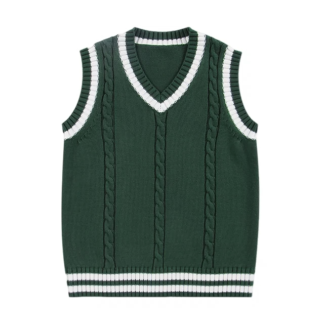 韩版童装男童婴儿纯棉麻花毛背心v领针织马甲小中大童父子装春秋