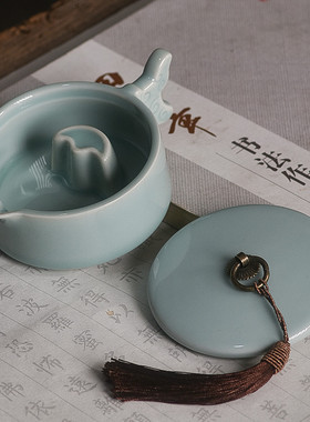 多功能墨池文房笔架墨海笔洗带盖砚台学生墨条陶瓷文房四宝墨碟