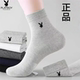 商务抗菌袜纯棉袜子 花花公子纯色中筒袜吸汗透气防臭男士 正品
