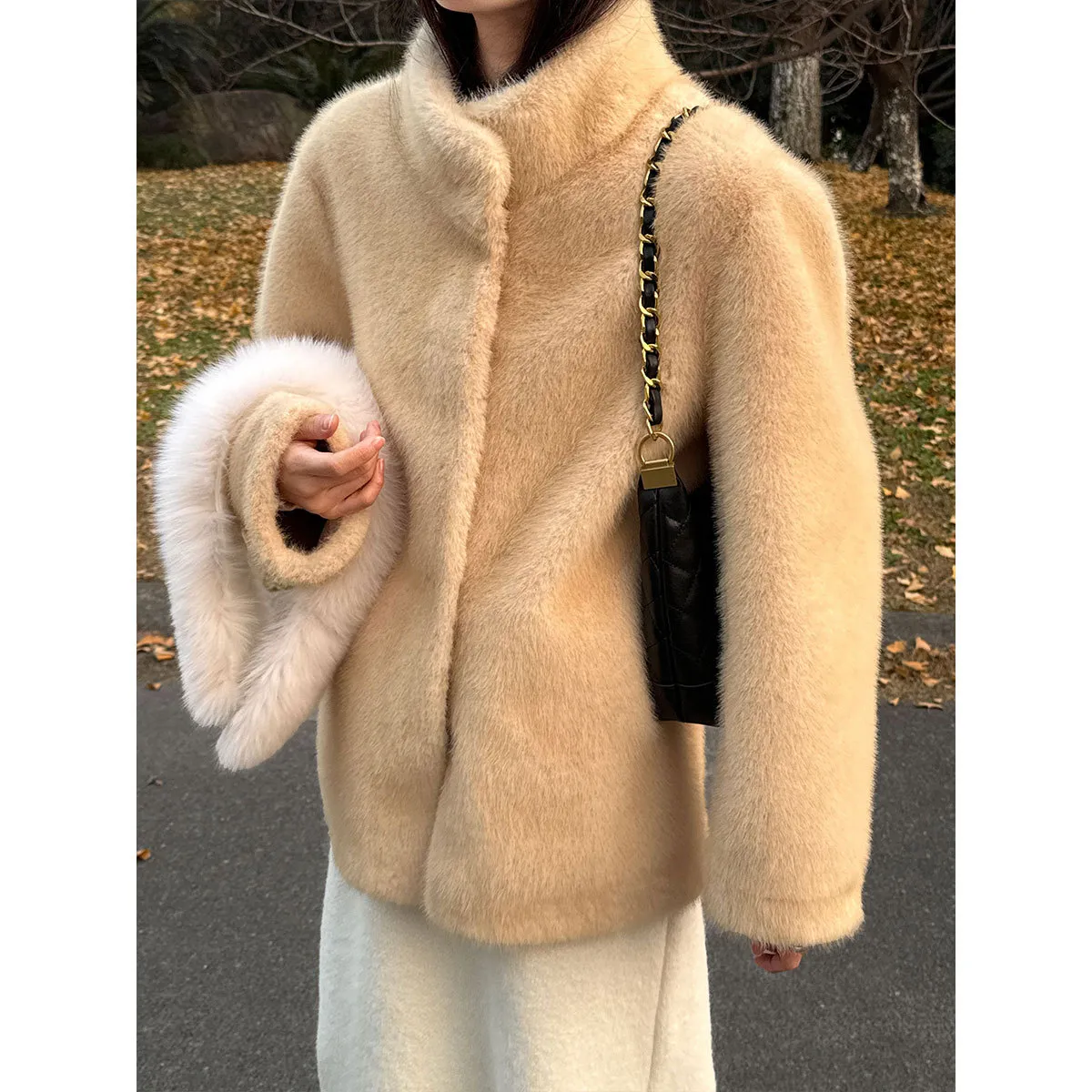 法式气质仿貂毛皮毛一体立领皮草女冬季新款毛毛绒保暖外套8