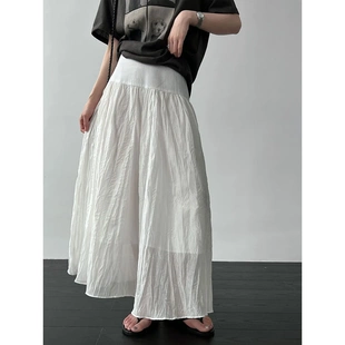 法式 A字百褶半身裙女26夏季 气质中长款 伞裙9 法国韩系设计感高腰