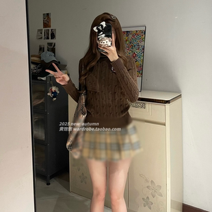 黃飽飽wardrobe 子百褶裙韓系防走光高腰顯瘦半身裙女 學院風格