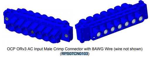 RPS07CN0103 OCP ORv3 AC Input Male Crimp Connector with 8AWG