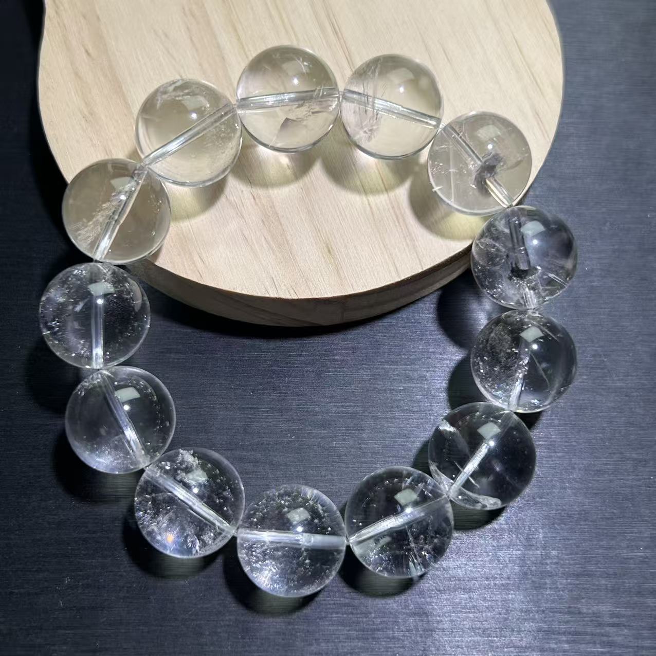 天然白水晶白阿塞手串百搭白幽灵水晶手链男女款白水晶手串