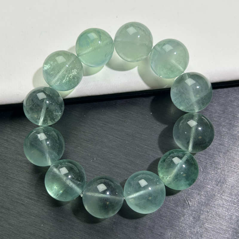 薄荷绿萤石手串蓝萤石手链蓝绿萤石大卡萤石羽毛萤石女款手串DIY