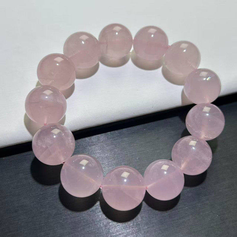 天然粉水晶手串粉色大西柚果冻粉晶马粉星光大粉水晶手链水晶珠串图片