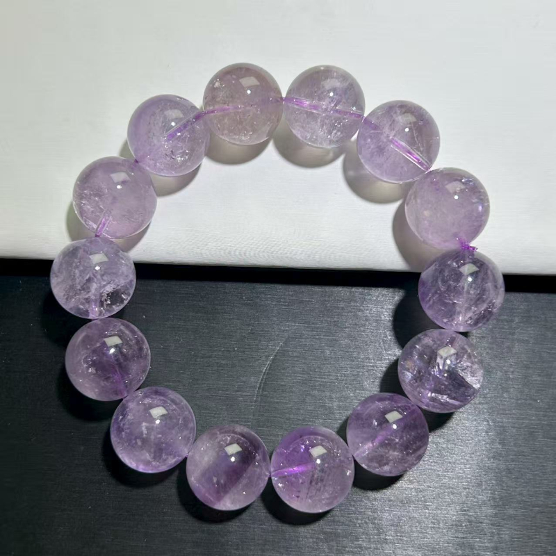 天然紫阿塞水晶手串紫水晶手链百搭巴西紫兔毛紫幽灵真正纯手链