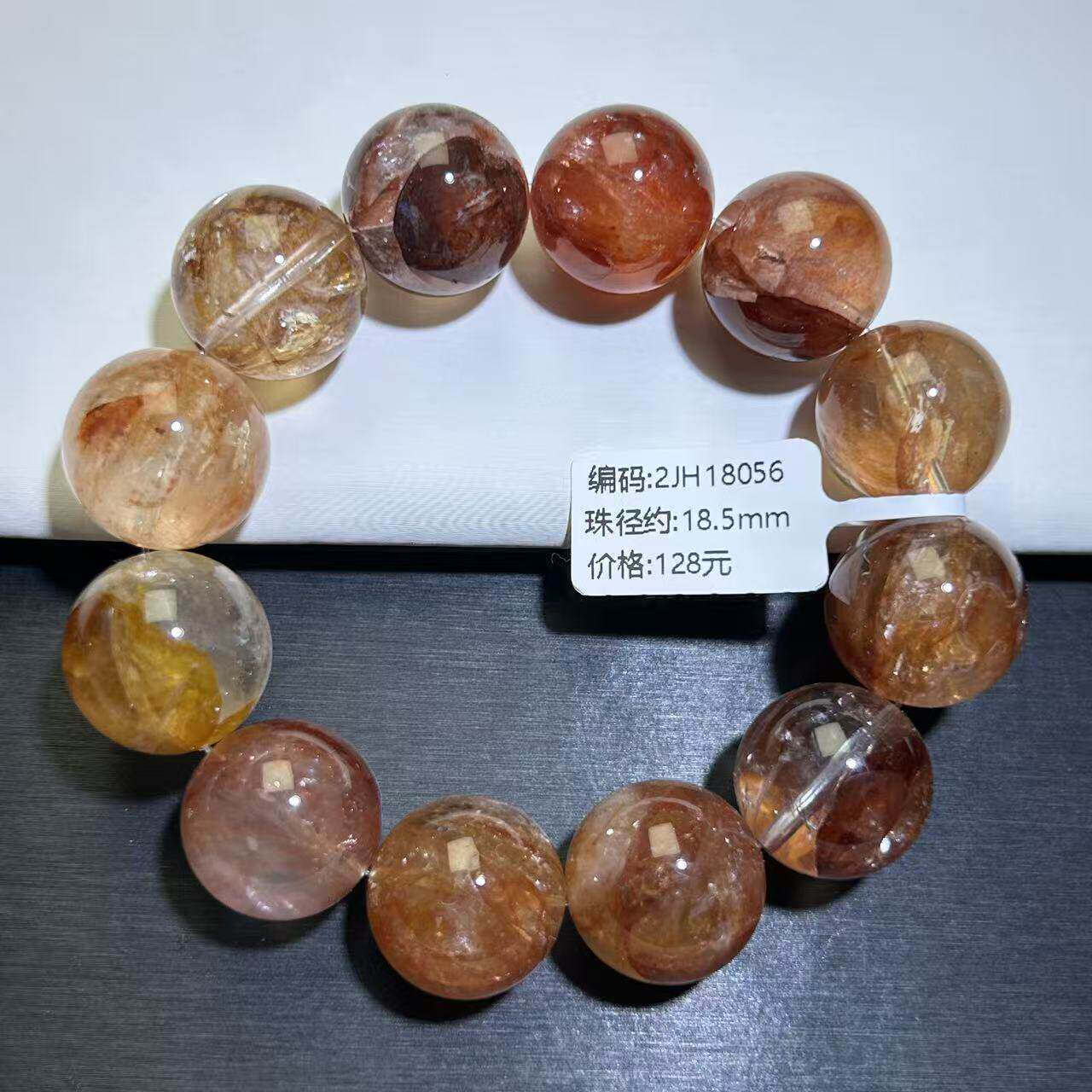 天然胶花手串水晶手链橙红黄胶花红胶花手链黄胶花水晶橙色手饰品