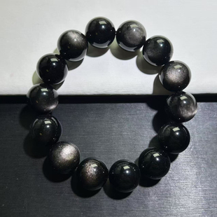 银曜石手链男女情侣款手串双猫眼黑曜石手串百搭金曜石手串彩曜石