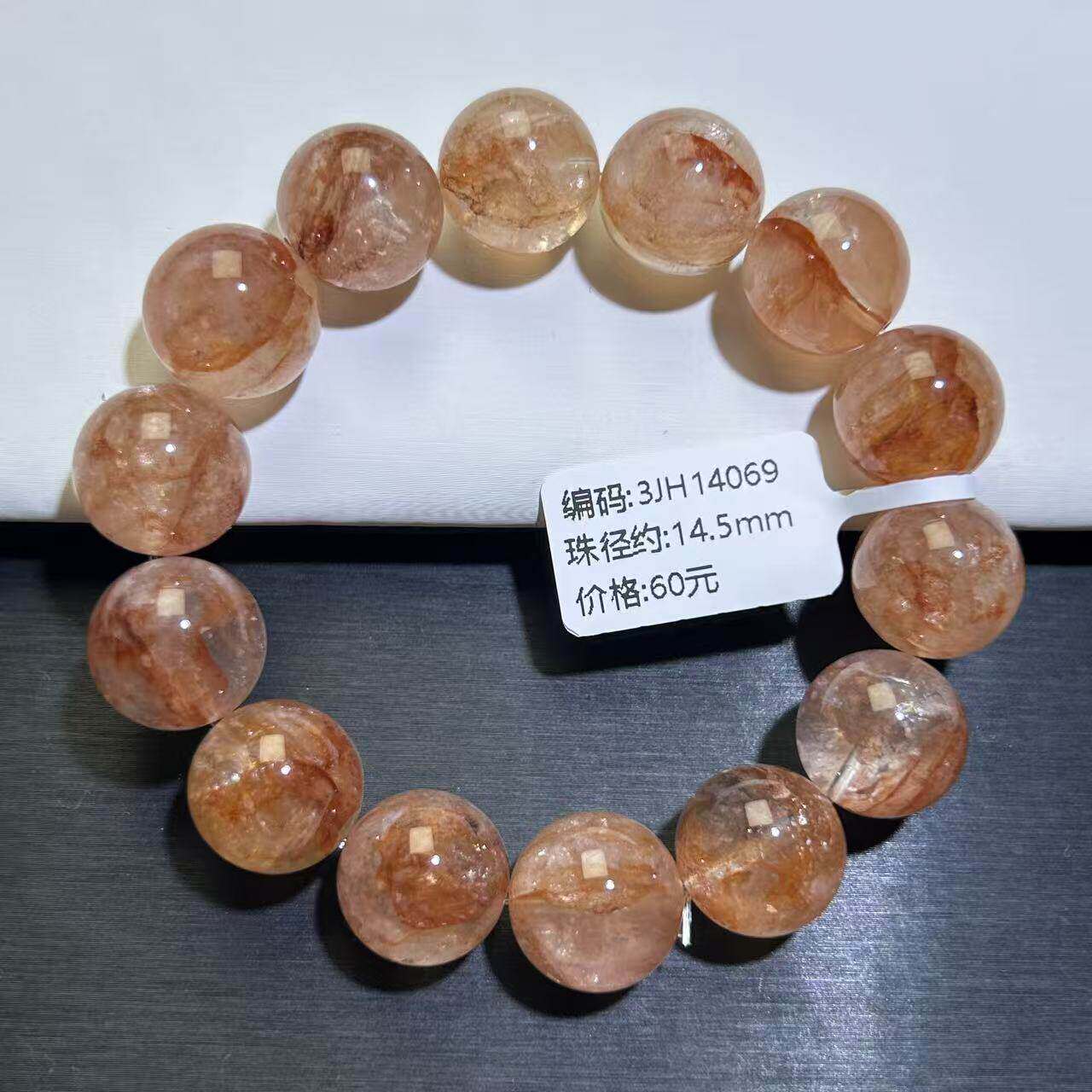 天然胶花手串橙黄胶花水晶手链橙黄红胶花水晶锦鲤色水晶饰品